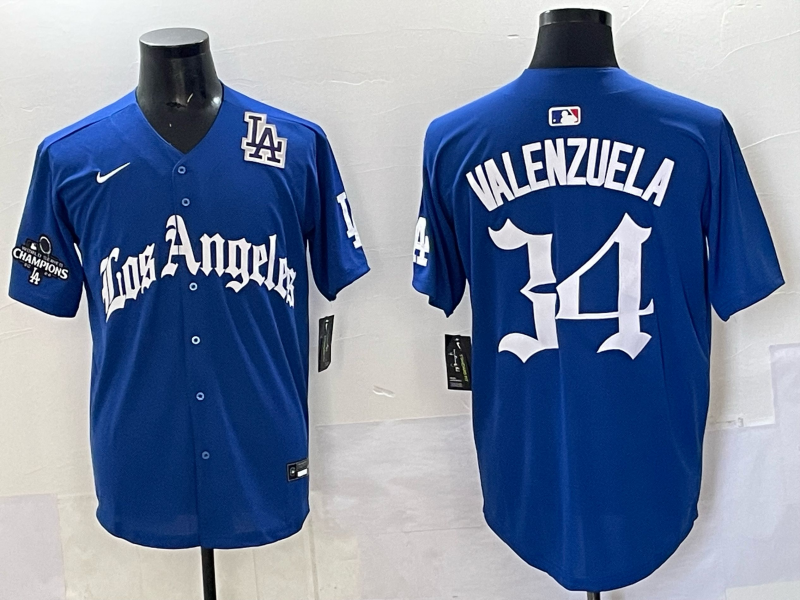 Men Los Angeles Dodgers #34 Valenzuela Blue 2025 Nike MLB Jersey style 004